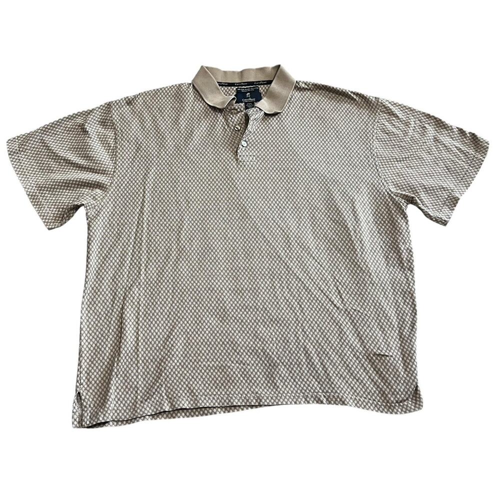 Gary Player Men's XXL 60's 2 PLY Mercerized Cotton Golf Polo Shirt Argyle Tan